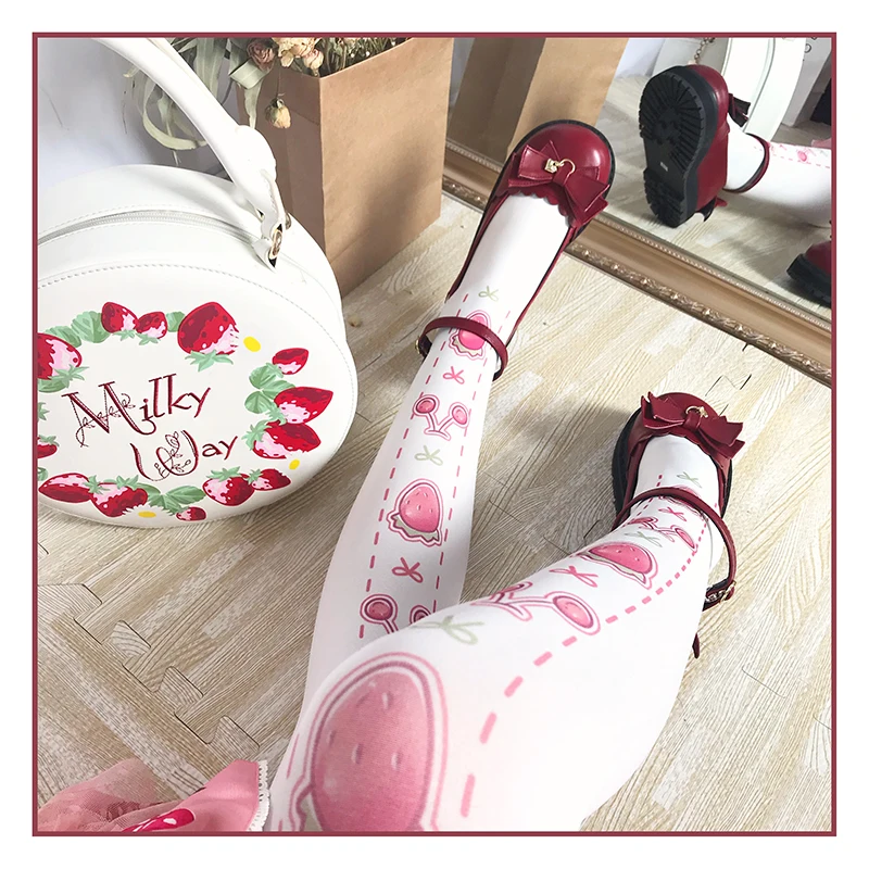 Cherry, strawberry Lolita female conjoined printing velvet socks in the summer of 120 d department of pantyhose sweet Lolita