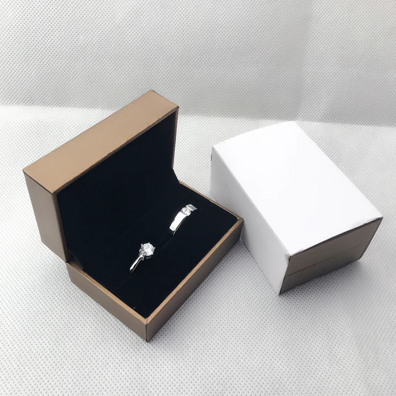 Quality Engagement Wedding Couple Ring Box Black Brown PU Leather Jewelry Rings Packaging Box Gift Box Earring Stud Storage Case