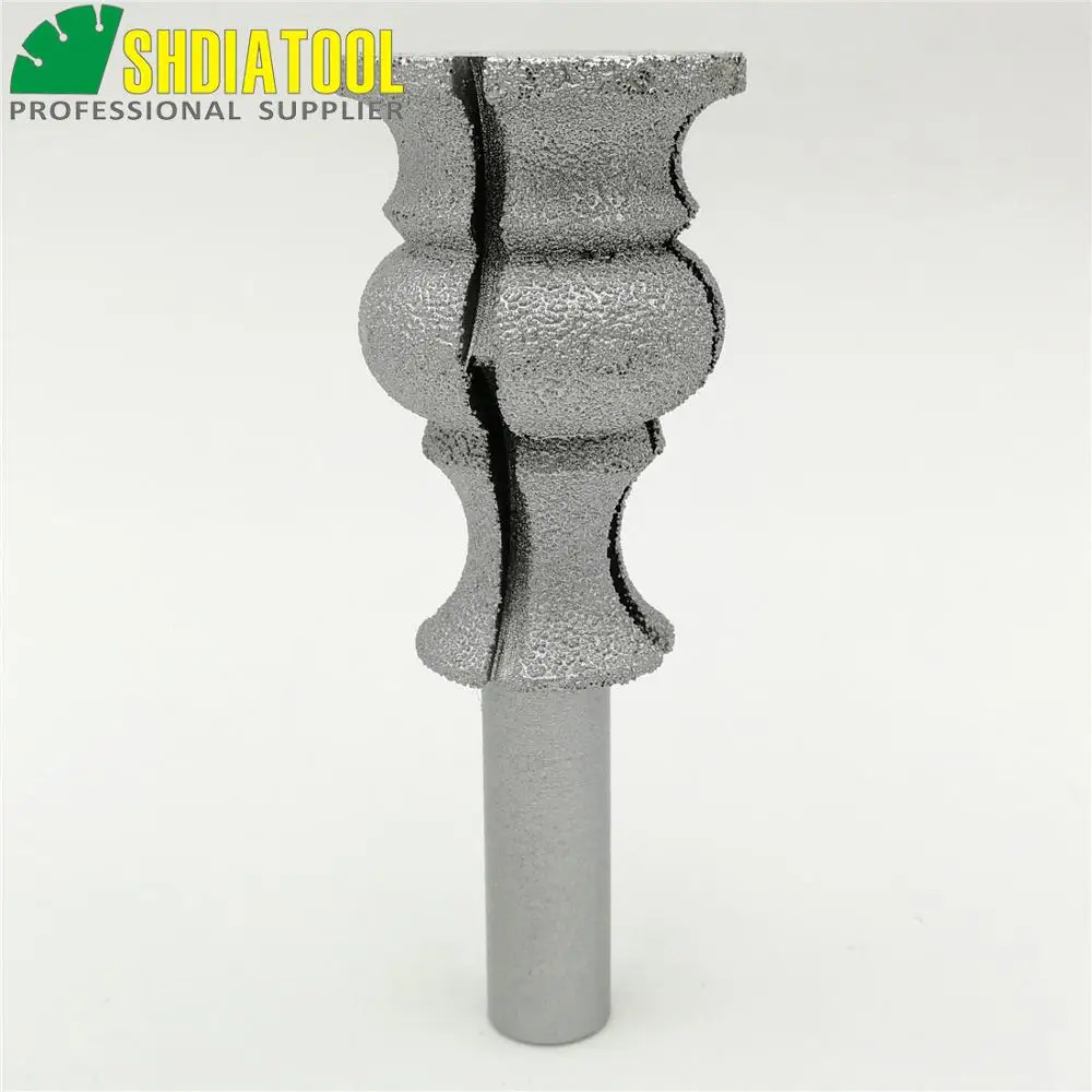 SHDIATOOL No.28 Vacuum Brazed Diamond Router Bits With 1/2" Shank For edge profiling/cutting Router Cutter For Granite Marble T1