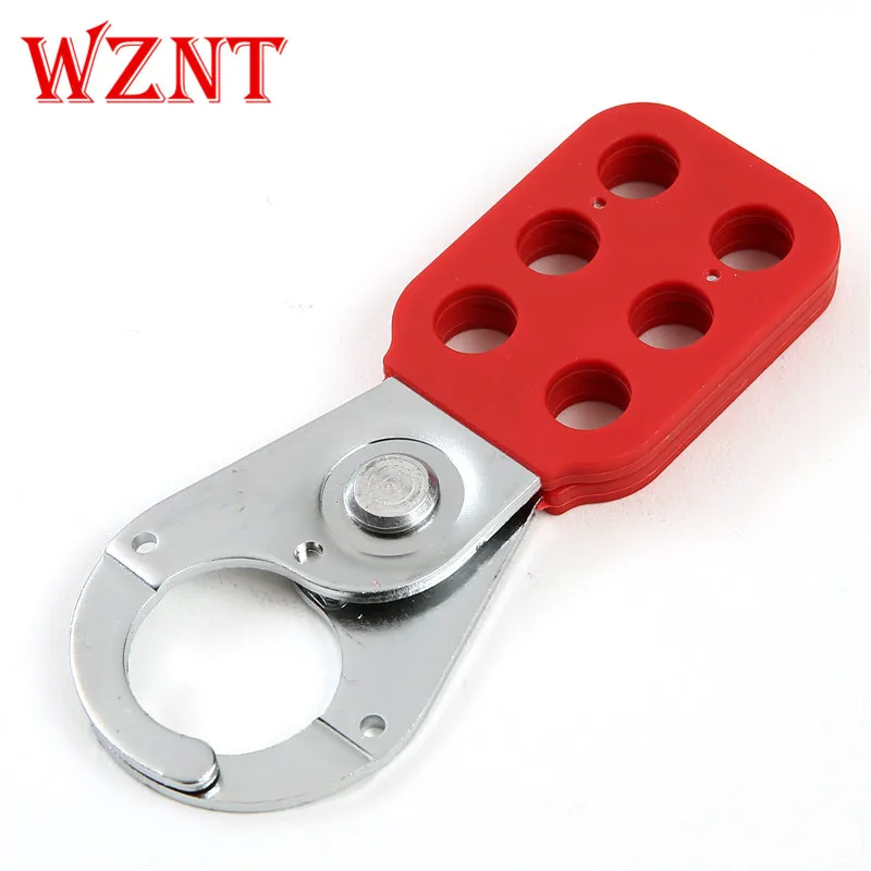 NT-H01 NT-H02 Free Shipping 1'' 1.5'' 25mm 28mm 6 holes Red Vinyl Coated Steel Safety Lockout Hasp