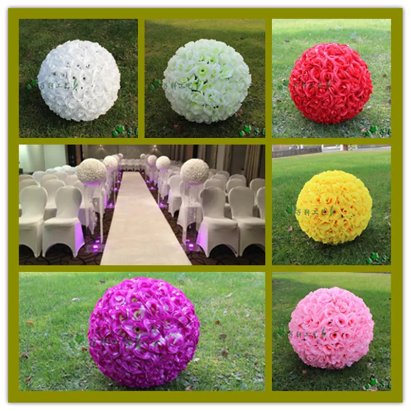 

6 Colors Optional 8" Artificial Rose Flower Ball Hanging Kissing Balls Ornament For Wedding Site Layout 10pcs/lot