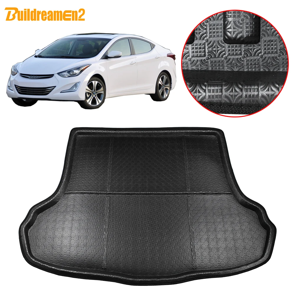 Buildreamen2 For Hyundai Elantra Avante i35 Sedan 2011-2015 Car Trunk Mat Floor Carpet Tail Cargo Tray Boot Liner Mud Pad