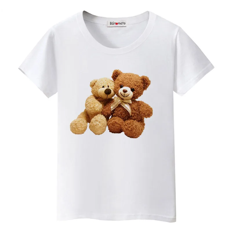 

BGtomato Teddy bear tshirt lovely shirts women cool summer tops lovely streetwear women clothes friends t-shirt