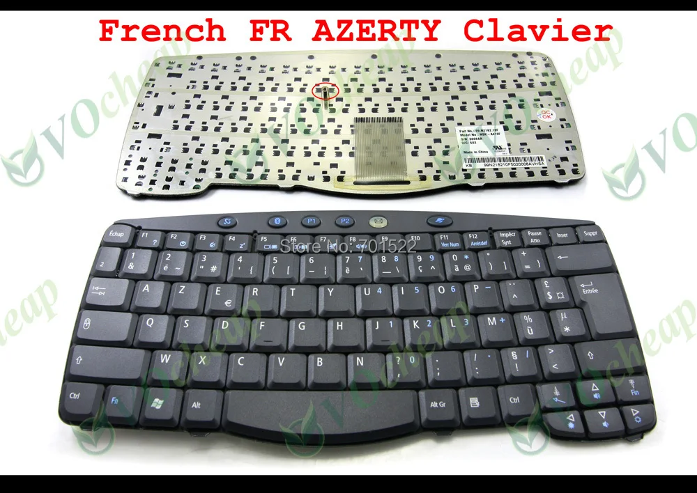 New Notebook Laptop Keyboard for Acer TravelMate 610 630 C300 C310 Series Black French FR AZERTY Clavier NSK-A410F 9J.N2182.10F