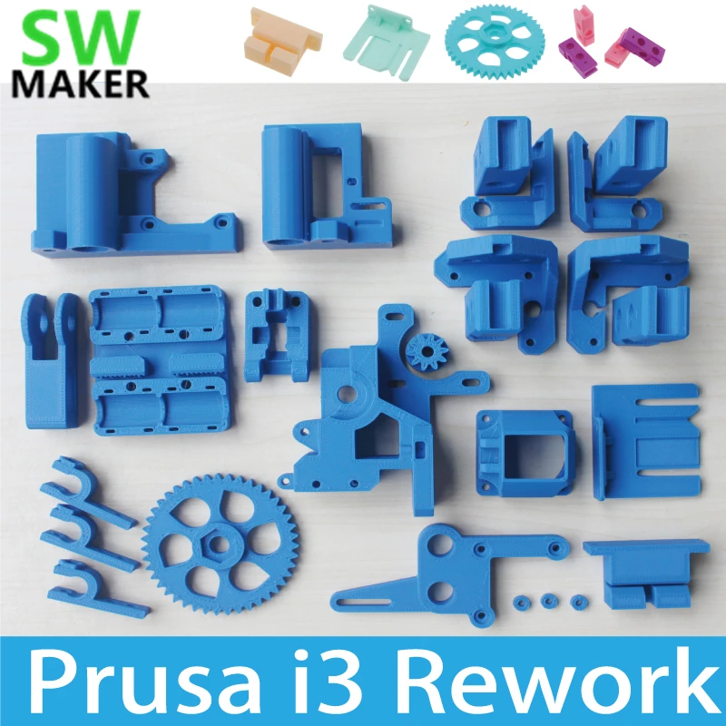 Reprap Prusa i3 Rework 3D Printer PLA Required PLA Plastic Parts Set Kit Blue color Free Shipping