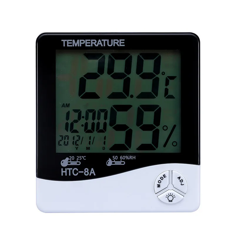 MOSEKO Digital Luminous Thermo-hygrometer Indoor Thermometer Hygrometer Meter Clock With LCD Backlight Thermo-hygrometer HTC-8A