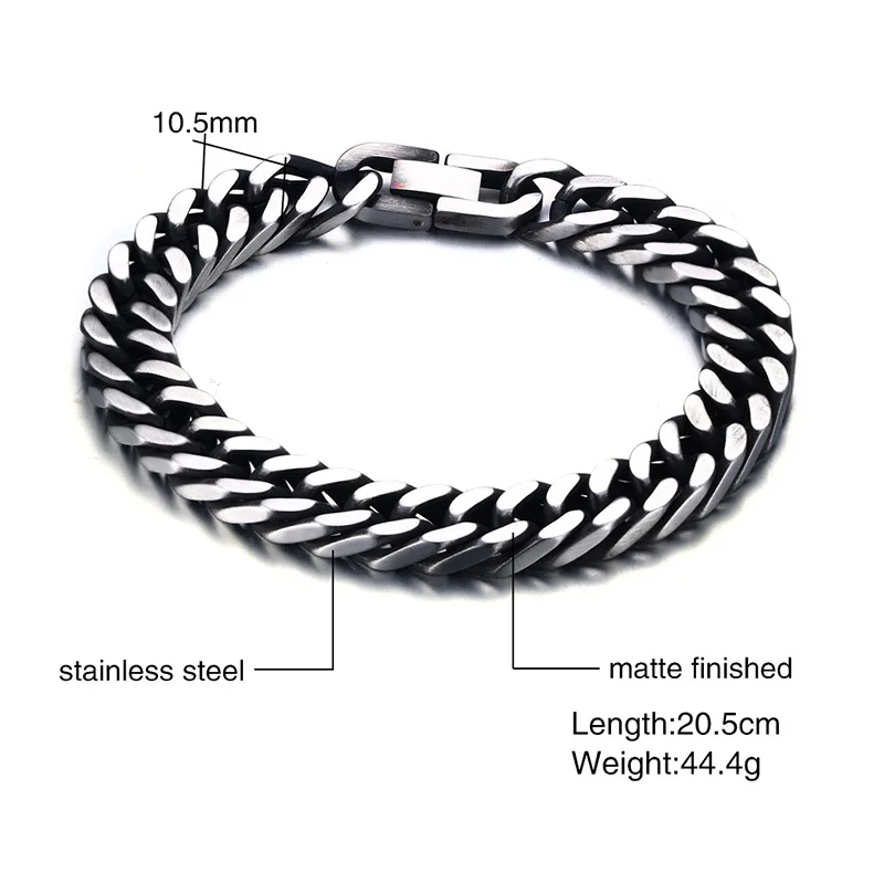 Vnox Stylish Men Bracelets with Retro Tone Stainless Steel Link Chain 8 Inch  Male Wrist Jewelry