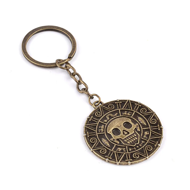 Wholesale 20pcs/lot Movie Pirates of The Caribbean Keychain Vintage Skeleton Skull Pendant Key Rings For Women&Men