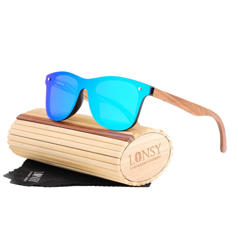 LONSY Retro Wood Sunglasses Men Bamboo Sunglass Women Luxury Brand Design Vintage Sun Glasses For Women Oculos de sol masculino