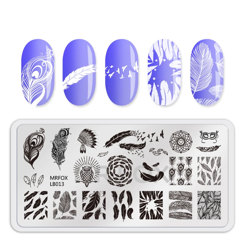 Nail Stamping Plates 12.5*6.5cm FlowerCute Animal Dog Cute Unicorn Feather Patterns For Manicure Nail Polish Stencils For Nails