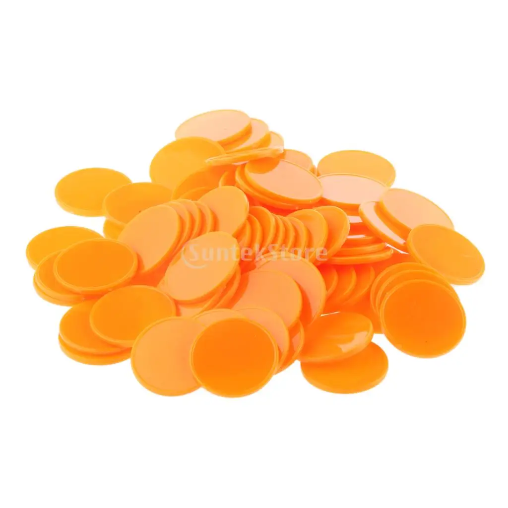 100 Pieces Plastic Poker Chips Bingo Markers Token Toys for Party Casino Board Game Accessory