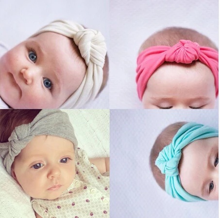 1pcs Children Tie Knot Headband Knitted Cotton Elastic Baby Girls Hair Band Toddler Turban Headband bandeau bebe