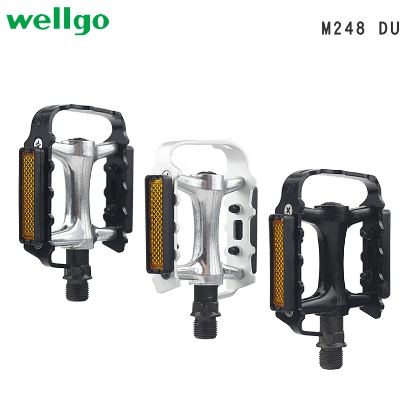 WELLGO Ultralight Bearing Pedals M248 Road Bike Pedal MTB Accessories M248DU Aluminum Alloy Black Silver Mountain Bicycle Parts