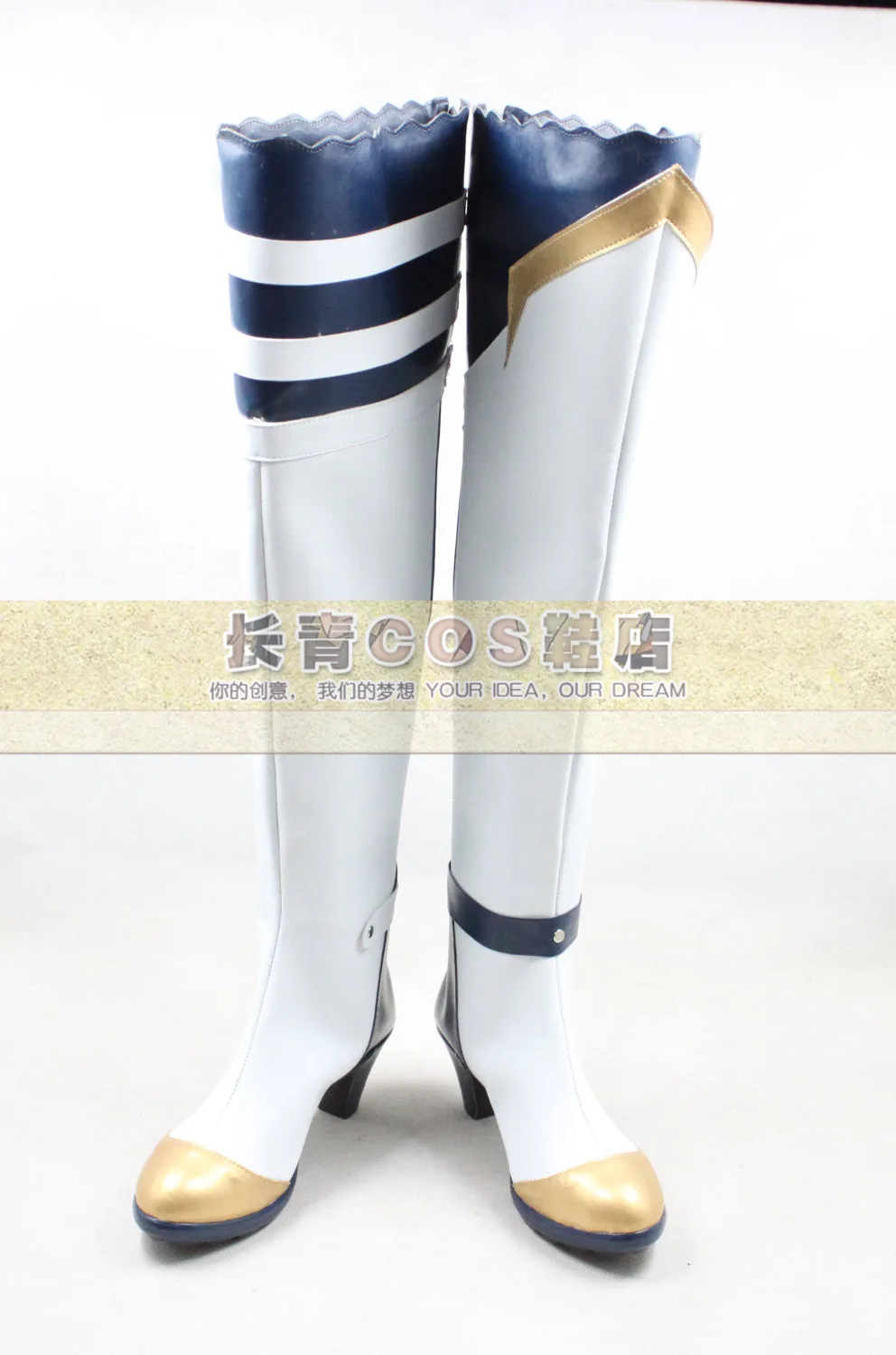 Knightfall 2 KOS-MOS Girls White Long Cosplay Shoes Boots C006