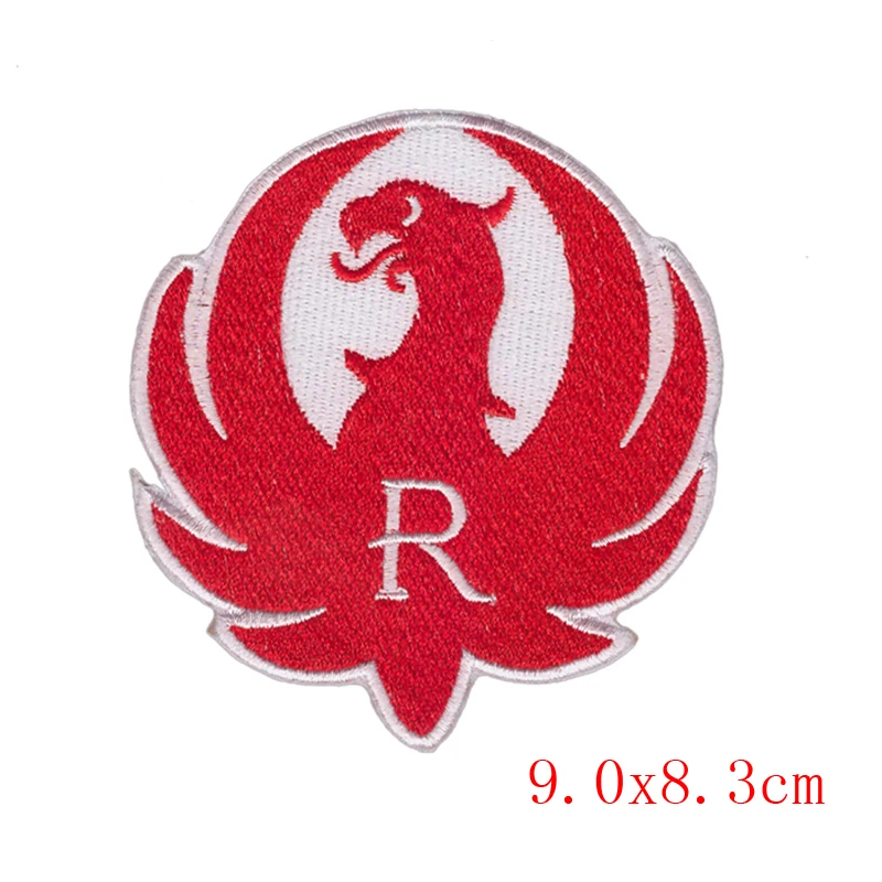 White bottom 75% embroidery Design R Ruger Bird, iron on, embroidered, firearms, guns, hunting Patch,Artworks