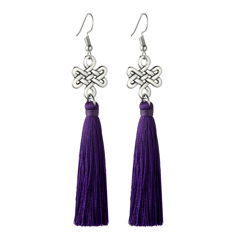 LOVBEAFAS Bohemian Tassel Earrings For Women Fashion Jewelry Knot Boho Drop Fringed Long Wedding Earrings Gift boucle d\'oreille