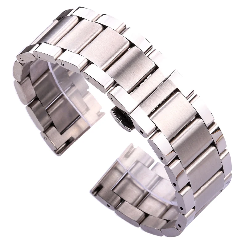 Watch Band Bracelet  316l Stainless Steel Blue Silver Women Men Metal Watcbands Strap Straight End Links 18 20 21 22mm 23mm 24mm