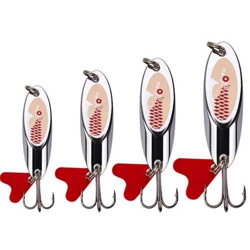 Imagen 1 del producto 1 Uds 7g 10g 14g 21g cebo duro de Pesca cuchara biselada de Metal señuelo cebos de lubina señuelo de Pesca de plata anzuelo triple Pesca