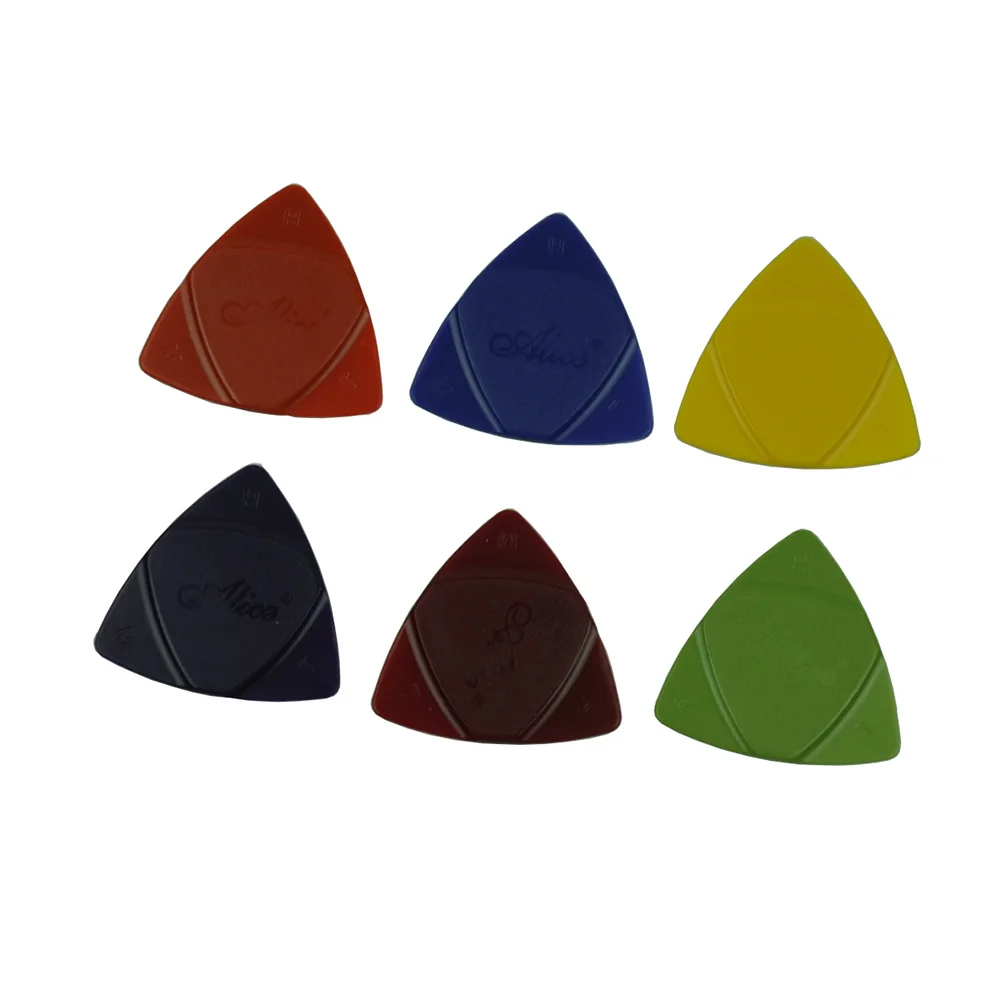 Lots of 50pcs Alice Triangle ABS Guitar Picks 3 Gauges in 1 Thin Medium Heavy Mixed Colors