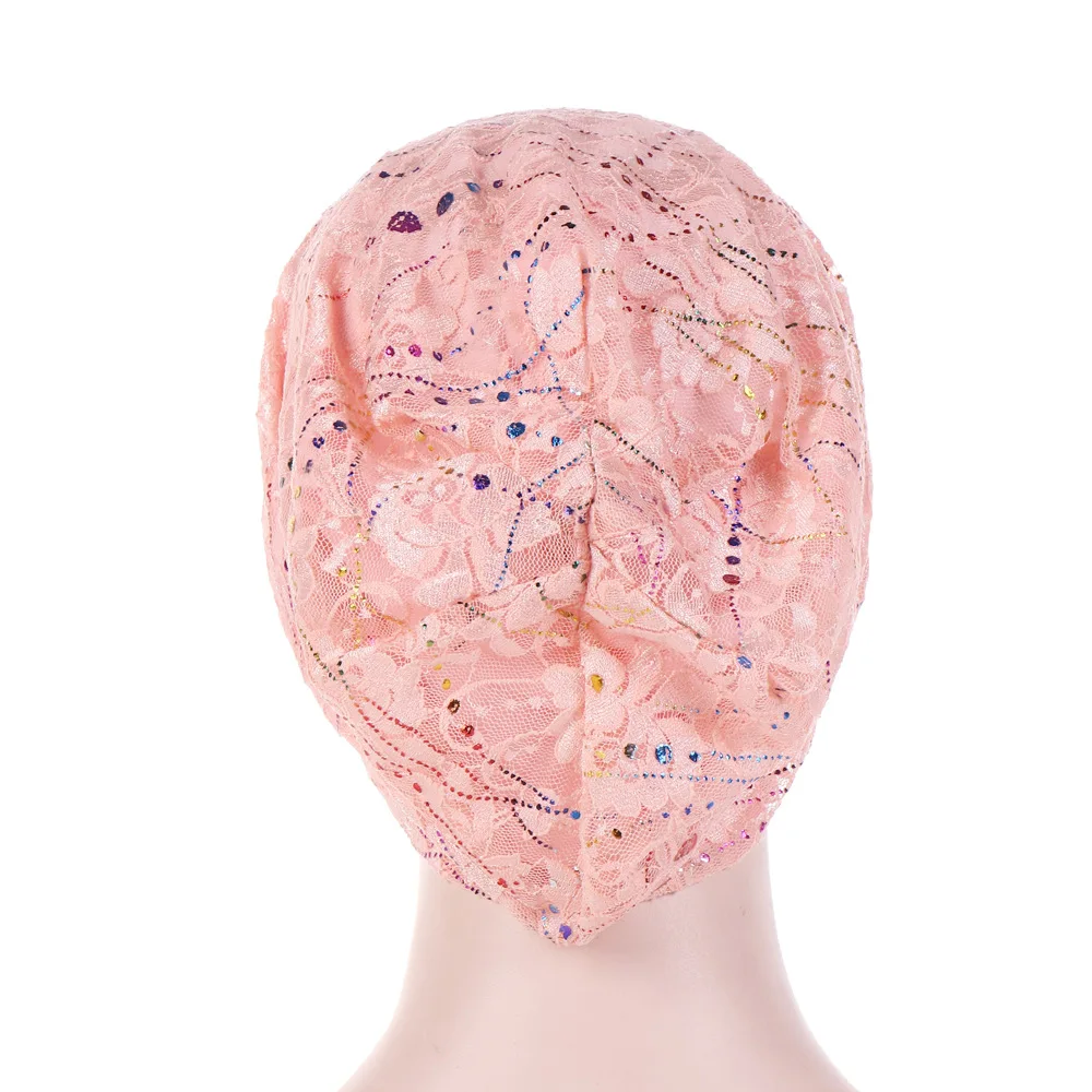 New Women\'s Lace Breathes Cotton Turban Head Hat Chemo Beanies Cap Multicolour Headgear Female Headwear Headwrap Accessories