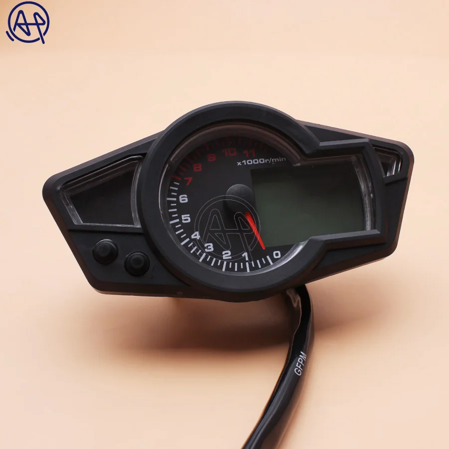 1set Black Universal Motorcycle LCD Speedometer Motorcycle Digital Odometer Speedometer Tachometer Fit For 2&4 Cylinders