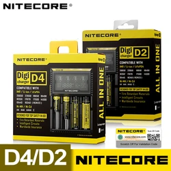 Nitecore D4 D2 18650 Battery Charger with LCD Screen For IMR Li-ion LiFePO4 Ni-MH Ni-Cd Charging 26650 18650 14500 Charger