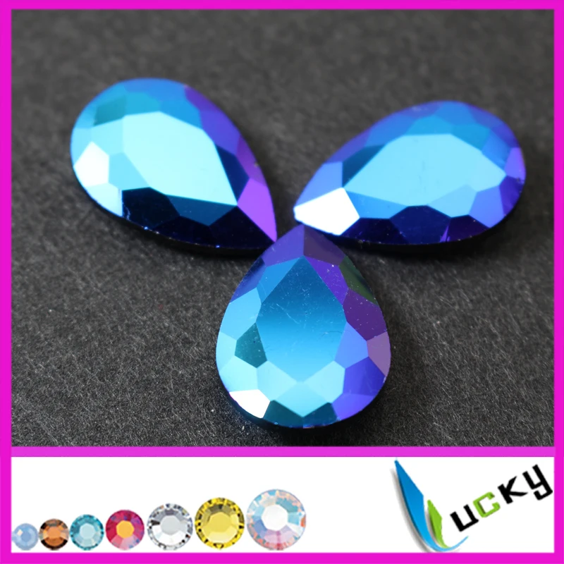 Top Quality Jet AB color point back rhinestones 20x30mm Pear shape crystal fancy strass 60pcs/bag Freeshipping