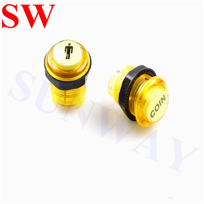 4 pcs 28mm rodada Anel-Fixação de Arcade botão moeda Única dupla botão 1 p/2 p LEVOU iluminado Botão com microswitch
