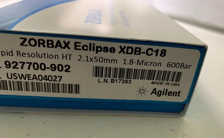 

For Agilent XDB-C18 LC Column 2.1x50mm, 1.8u, Catalog No. 927700-902