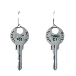 New Arrival 1 Pair 100% Real 925 Sterling Silver Key Drop Earrings Unique Design Party Jewelry Gift For Women And Men