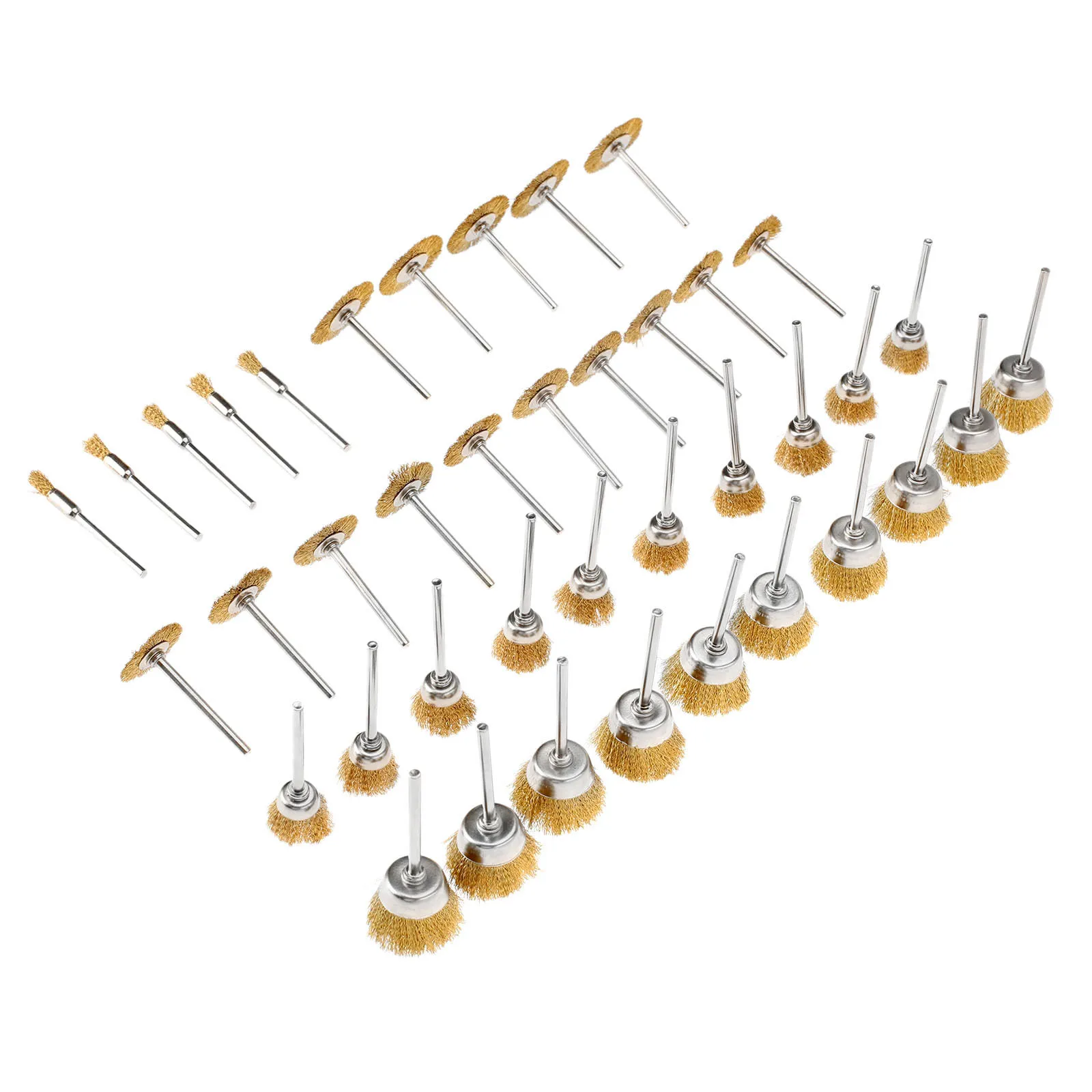 40Pcs Dremel อุปกรณ์เสริมทองเหลืองล้อเลื่อนแปรงสว่านขัด Burr เครื่องมือขัดขัดสำหรับเครื่องเจาะขนาดเล็กขัด