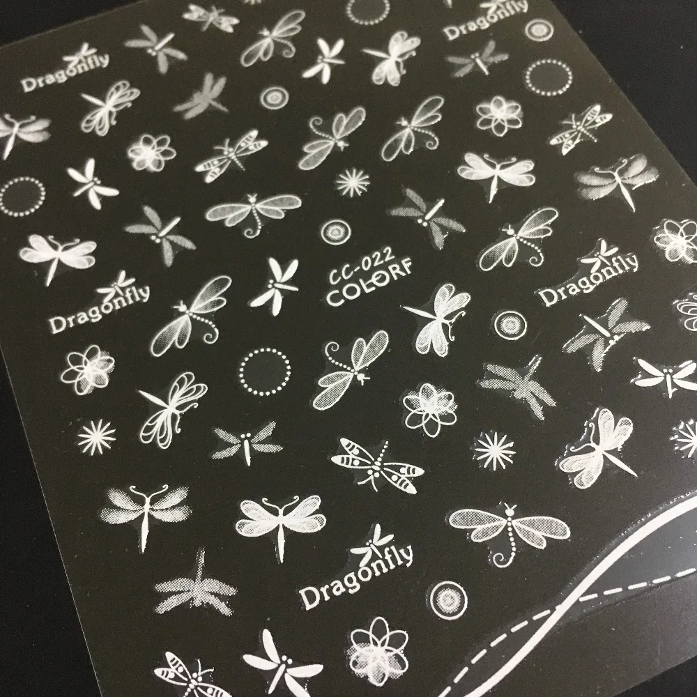 Newest CC sereis CC-022 dragonfly 3d nail art sticker nail decal stamping export japan designs rhinestones  decorations