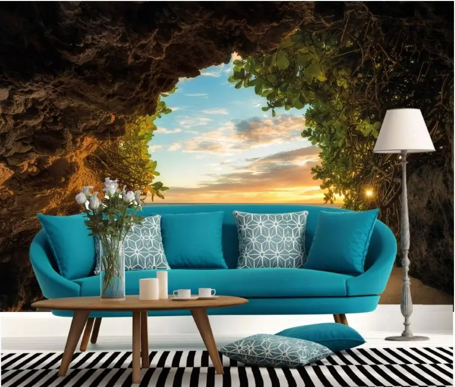 

3d wall murals wallpaper Seaside view of the beach by the sea 3d stereoscopic wallpaper