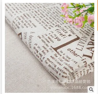 Free shipping zakka linen fabric for patchwork / vintage Alphabetical Newspapers textile sewing crafts 98 cm *145 cm