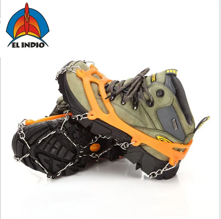 EL INDIO Ice Gripper Outdoor Crampons Antiskid Shoe Covers Climbing Claw Hiking  AT8601