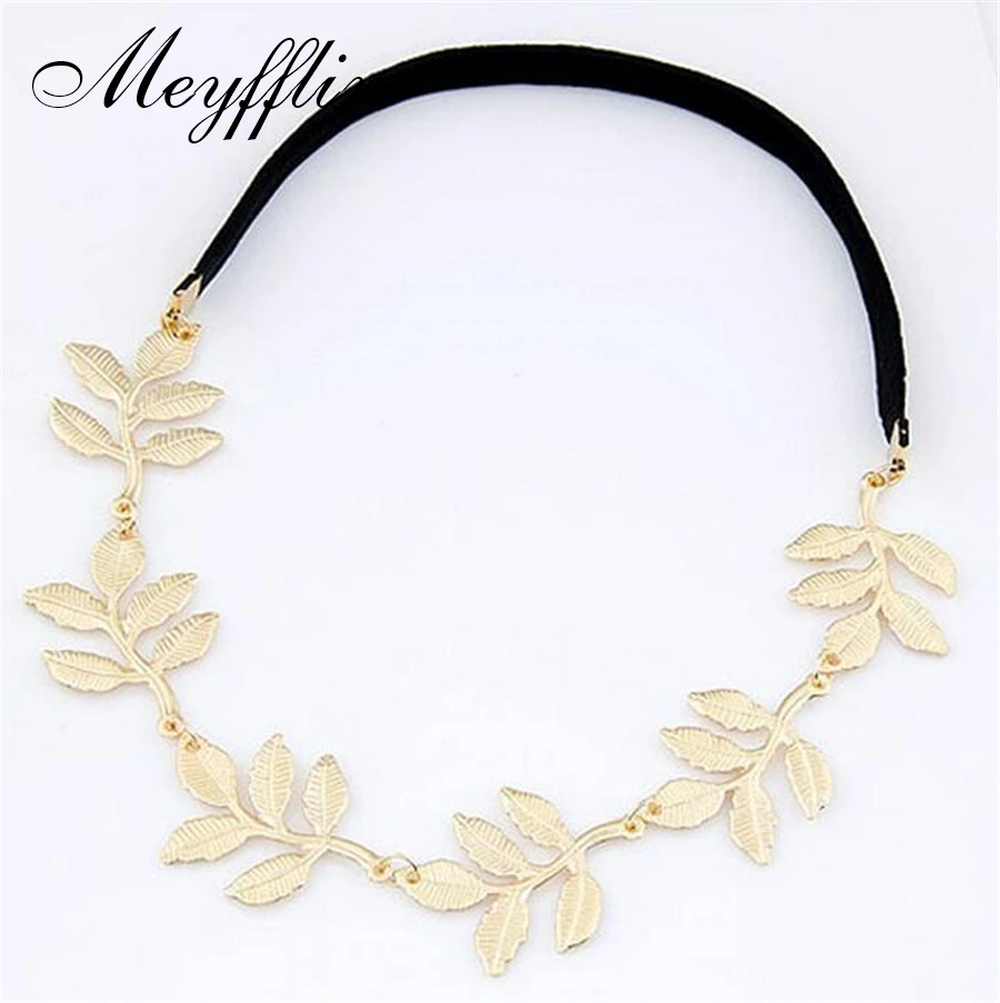 Retro Vintage Alloy Leaf Leaves Grecian Garland Forehead Head Hair Band Headband Gold Color Olive Branch Accessory