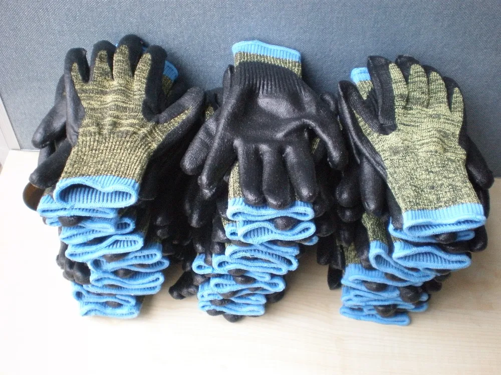 Heat Resistant BBQ Work Gloves Aramid Fiber Steel HPPE Barbecue Safety Glove Heavy Duty Foam Nitrile Anti Cut Proof