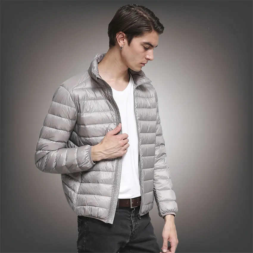 Autumn Winter Men Down Jacket New Slim White Duck Ultra Light Down Parkas Coats Male Lightweight Short Bigsize Outwear AB639