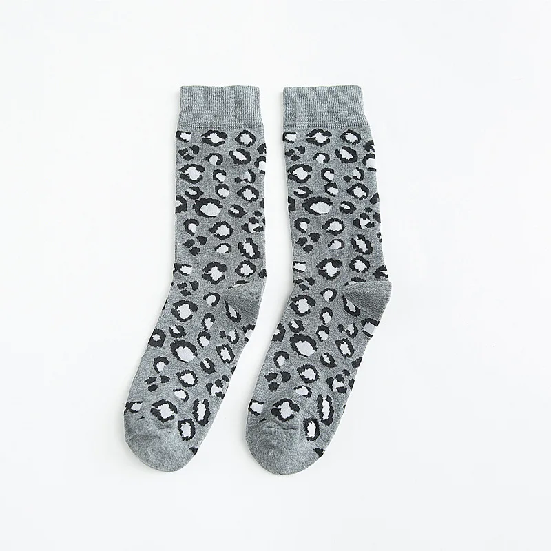 10Pcs=5Pairs/Lot Leopard Print Socks Women Autumn Winter Korean Warm Pure Cotton Socks Set Streetwear Mid-Tube Socks Chaussettes