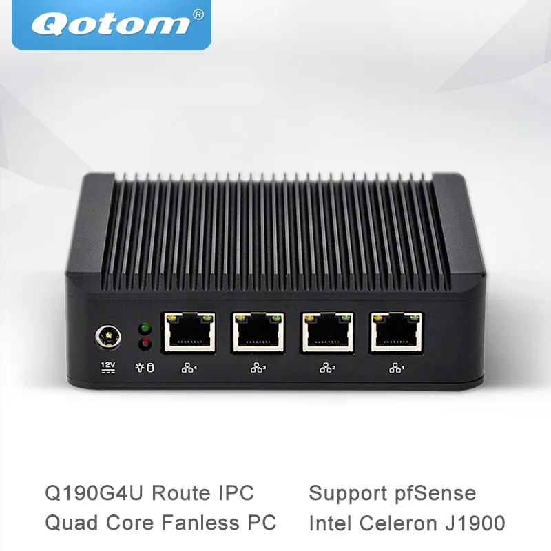 Qotom Mini PC J1900 Processor with Quad Core Nano ITX 4 Gigabit NIC Firewall Router Fanless Computer Q190G4U