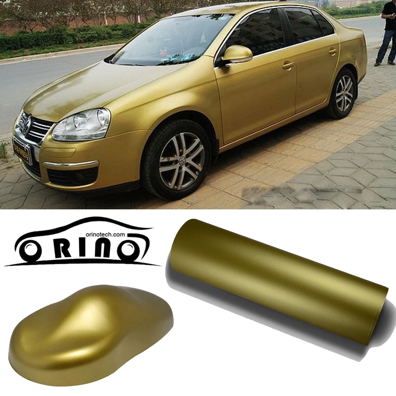 

High Quality Matte Golden Car Wrap Vinyl Film Matte Vinyl Wrap With Air Free Vehicle Wraps Size:1.52*30m/Roll