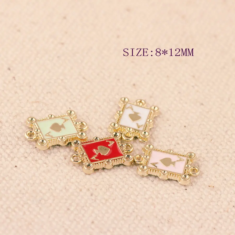 Trendy Alloy Enamel Poker Pendant Charms 200PCs 8*12MM  Oil Drop Bracelet Necklace Floating Charms Ornament Supplies