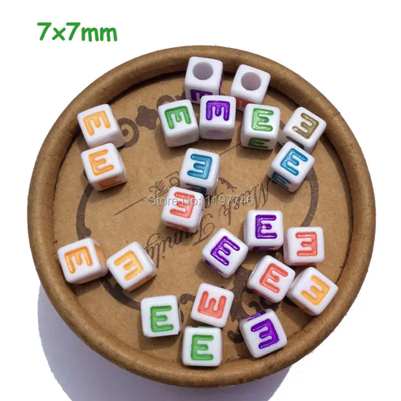 

Acrylic Letters Alphabet Beads Colorful Cube English Letter E Beads For DIY Necklace Fashion Jewelry Findings 1900pcs 7mm