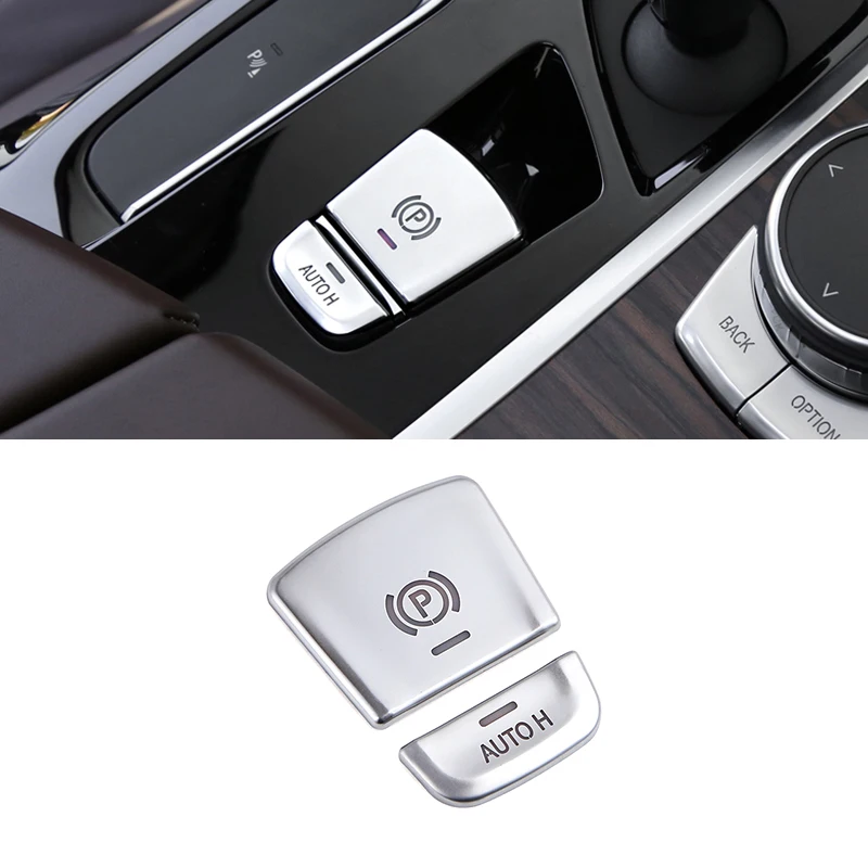 ABS Chrome 2pcs Car Auto H & P Buttons Handbrake Cover Sticker Trim For BMW 5 Series 2018 528 530 540li