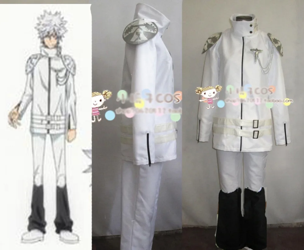 Katekyo Hitman Reborn! White Byakuran Gesso Cosplay Costume with leg sleeves 11