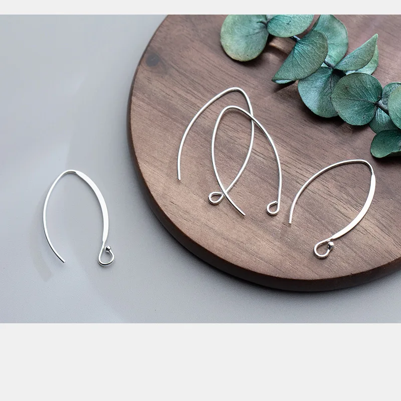1pair 100% 925 Sterling Silver Earring Hooks 0.8mm Thickness Fashion Handmade Ear Wire Hook DIY Women Jewelry Making Findings