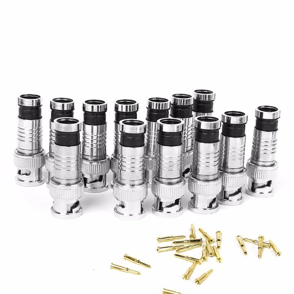 

50PCS BNC Male Compression Coax Connectors RG59 CCTV Camera Coaxial Male Cable Adapter