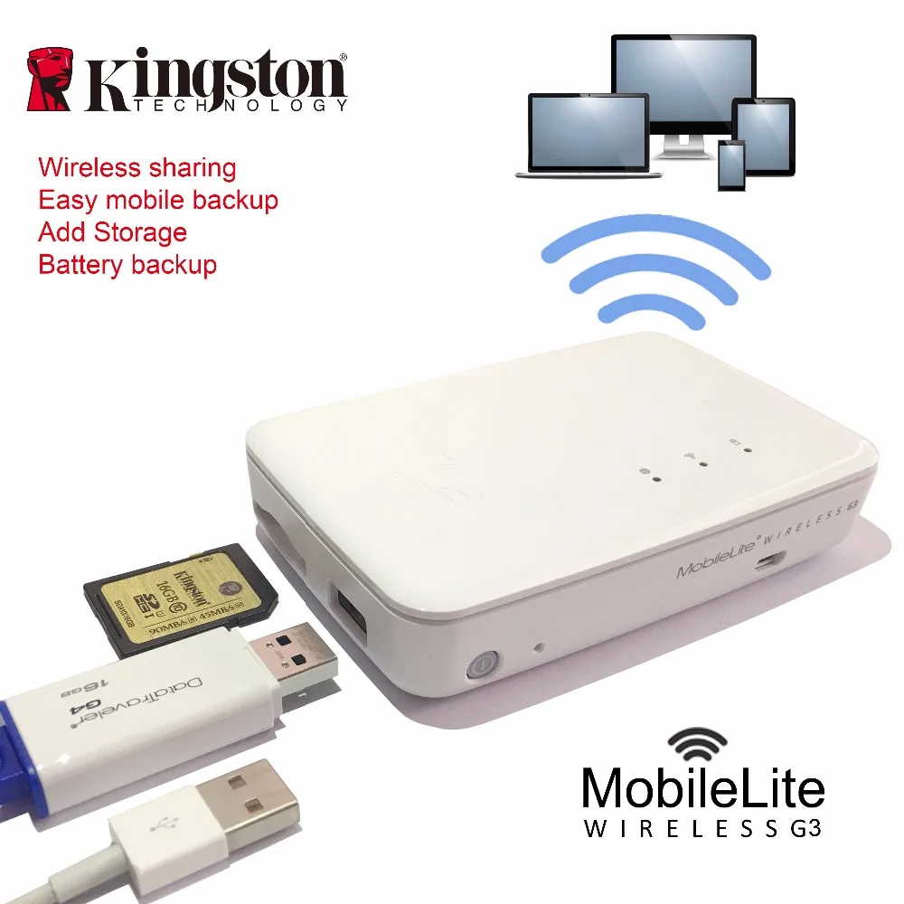 Kingston Multifunction wifi transmitter Wireless card reader data sharing device It can be used as a mobile backup power source