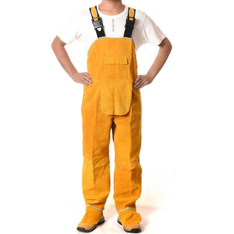 Welding Men\'s Overalls Safety Clothing Overalls High Temperature Protect Leather Flame Retardant Wear Repair Welding StrapDFW033