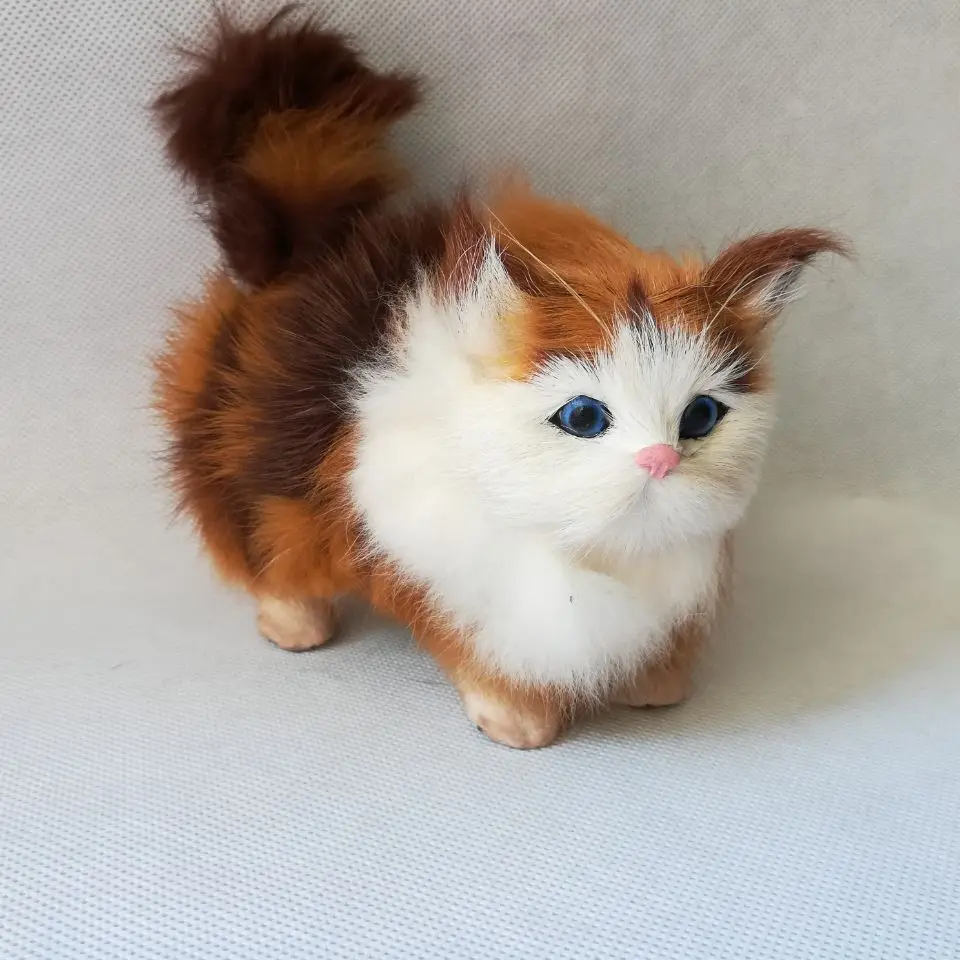 about 12x13cm orange grains cat model polyethylene&furry furs cat real life toy model home decoration gift h1265